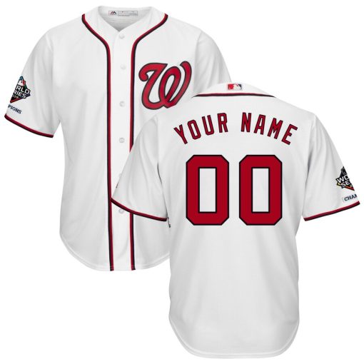 Custom Washington Nationals 2019 World Series Champions Home Official Cool Base White Jersey