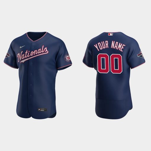 Custom Washington Nationals 2019 World Series Champions Navy Flex Base Alternate Jersey