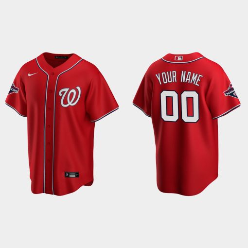 Custom Washington Nationals 2019 World Series Champions Red Cool Base Alternate Jersey