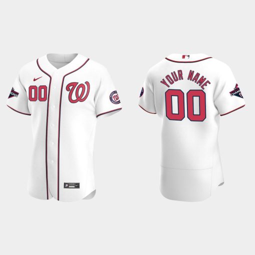 Custom Washington Nationals 2019 World Series Champions White Flex Base Home Jersey