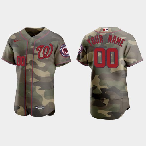 Custom Washington Nationals 2021 National Armed Forces Day Flex Base Jersey Camo