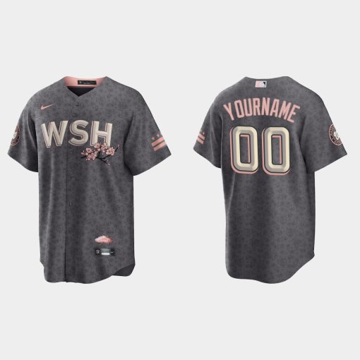 Custom Washington Nationals 2022 City Connect Cool Base Jersey Gray