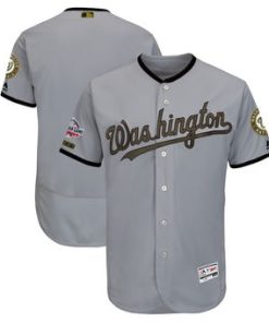 Custom Washington Nationals Gray 2018 Memorial Day Collection Flex Base Team Jersey