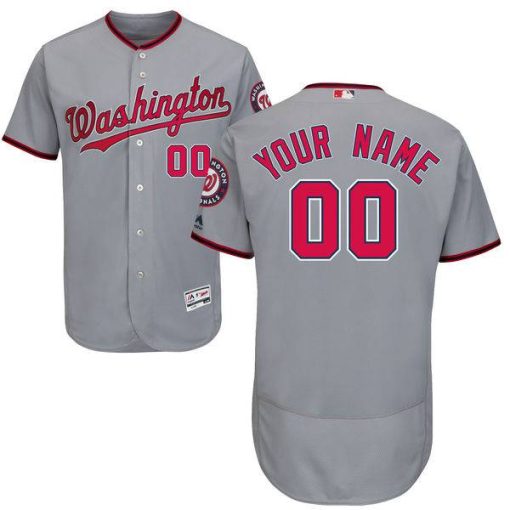 Custom Washington Nationals Grey Flexbase Collection Jersey