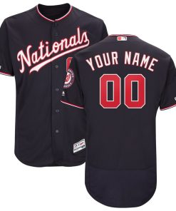 Custom Washington Nationals Navy 150th Patch Flexbase Jersey