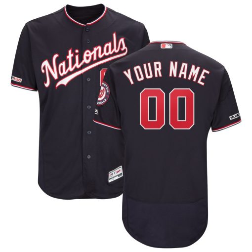 Custom Washington Nationals Navy 150th Patch Flexbase Jersey