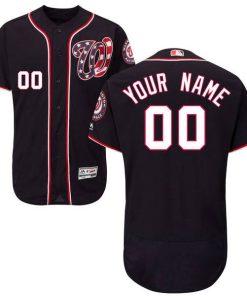 Custom Washington Nationals Navy Blue Flexbase Collection Jersey