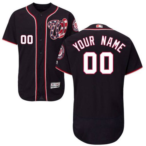 Custom Washington Nationals Navy Blue Flexbase Collection Jersey