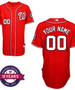 Custom Washington Nationals Personalized Alternate Red Jersey With Commemorative 10th Anniversary Patch