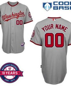 Custom Washington Nationals Personalized Road Jersey With Commemorative 10th Anniversary Patch