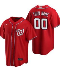Custom Washington Nationals Red Cool Base Jersey