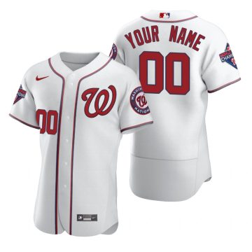 Custom Washington Nationals White 2020 Flex Base Jersey