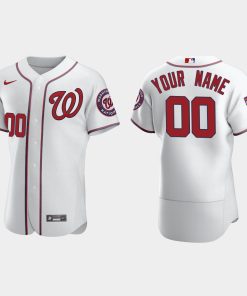 Custom Washington Nationals White Flex Base Jersey