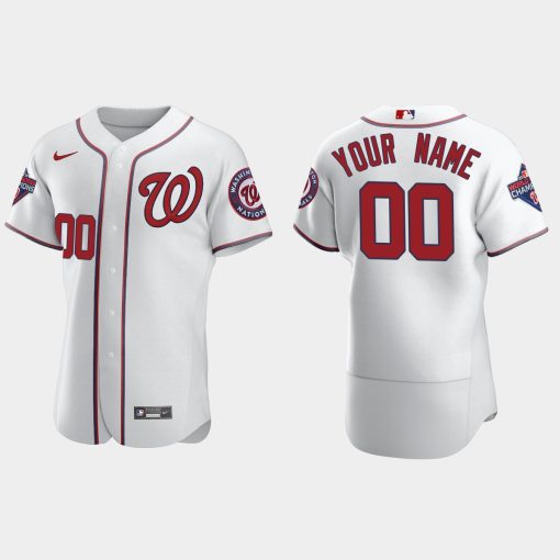 Custom Washington Nationals White Flex Base Jersey