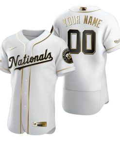 Custom Washington Nationals White Flex Base Golden Edition Jersey