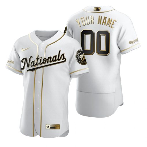 Custom Washington Nationals White Flex Base Golden Edition Jersey