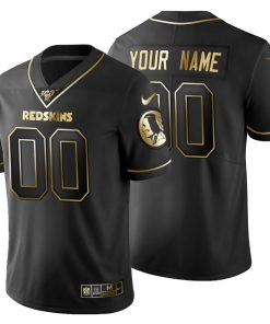 Custom Washington Redskins Black Golden Limited Football 100 Jersey