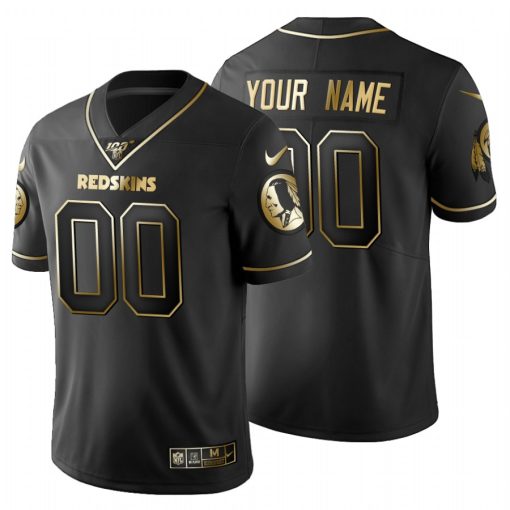 Custom Washington Redskins Black Golden Limited Football 100 Jersey