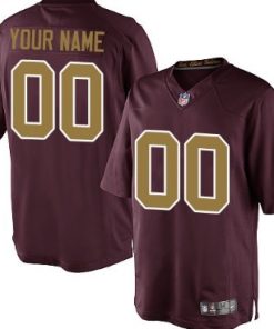 Custom Washington Redskins Red With Gold Limited Jersey