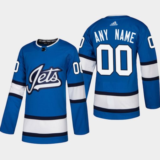 Custom Winnipeg Jets 2018-19 Blue Heritage Alternate Jersey - Heretro.com