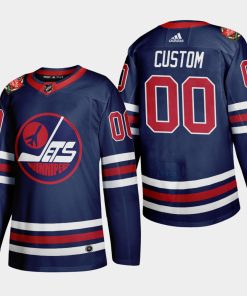 Custom Winnipeg Jets 2019 Heritage Classic Wha Navy Jersey