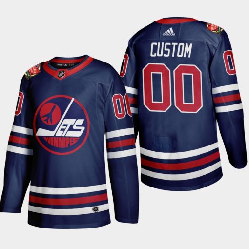 Custom Winnipeg Jets 2019 Heritage Classic Wha Navy Jersey