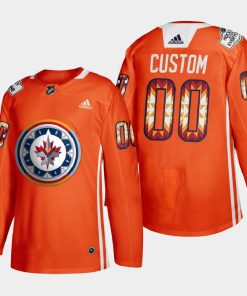 Custom Winnipeg Jets 2022 Wasac Night Orange Indigenous Warmup Jersey