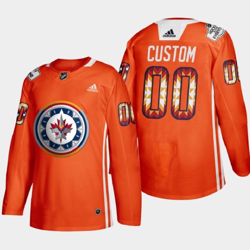 Custom Winnipeg Jets 2022 Wasac Night Orange Indigenous Warmup Jersey