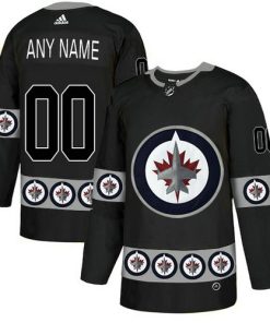 Custom Winnipeg Jets Black Team Logos Fashion Jersey
