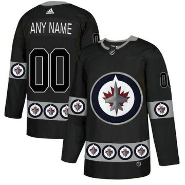 Custom Winnipeg Jets Black Team Logos Fashion Jersey