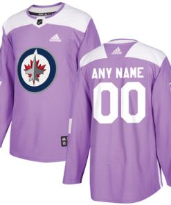 Custom Winnipeg Jets Purple Pink Hockey Fights Cancer Practice Jersey