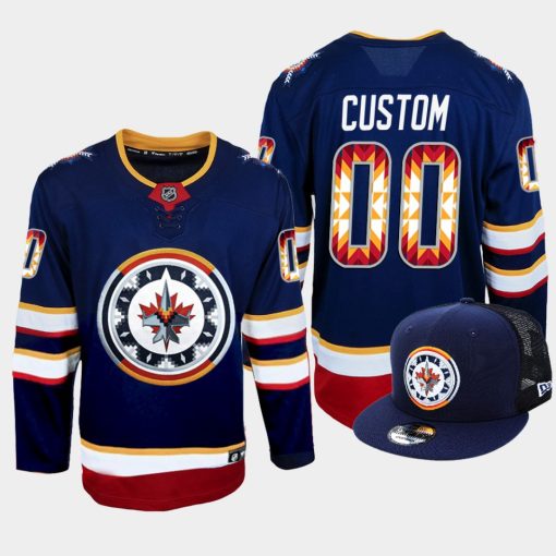 Custom Winnipeg Jets Wasac Breakaway Navy Jersey Fashion