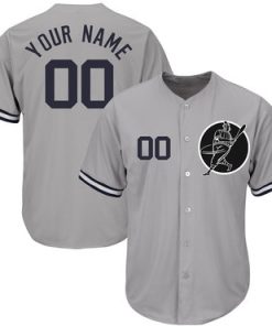 Custom Yankees Gray Cool Base New Design Jersey