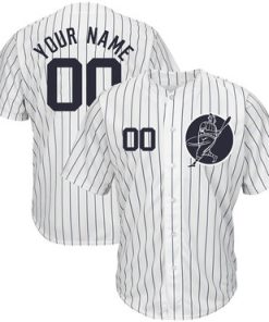 Custom Yankees White Cool Base New Design Jersey