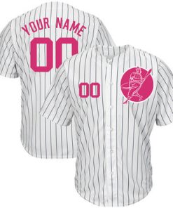 Custom Yankees White Pink Logo Cool Base New Design Jersey