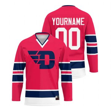 Custom Dayton Flyers Red College Hockey Jersey