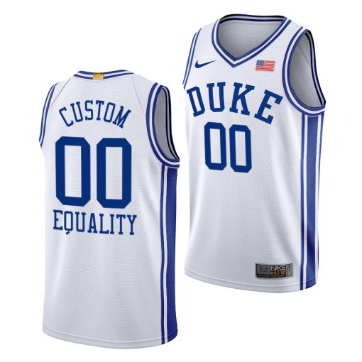 Custom Duke Blue Devils White 2020-21 Equality Blm Social Justice Jersey