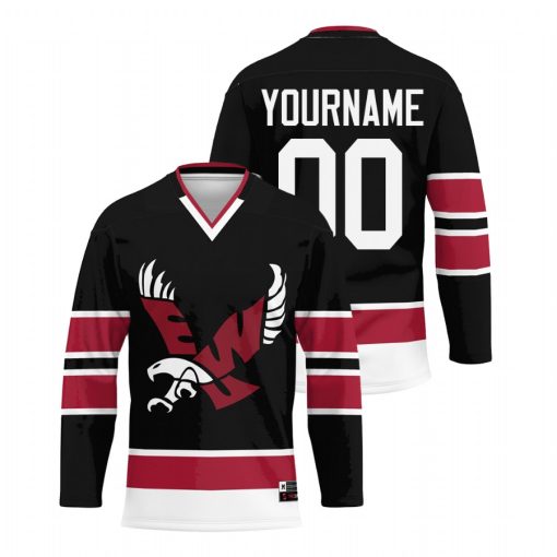 Custom Eastern Washington Eagles Black College Hockey Jersey