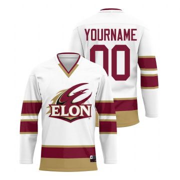 Custom Elon Phoenix White College Hockey Jersey