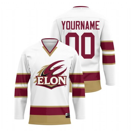 Custom Elon Phoenix White College Hockey Jersey