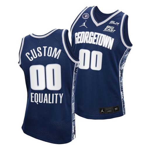 Custom Georgetown Hoyas Navy 2021 Blm Social Justice Honor John Thompson Jr Jersey