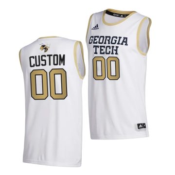 Custom Georgia Tech Yellow Jackets White 2020-21 College Basketball Jersey