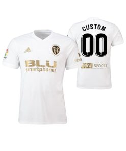 Custom Valencia #00 La Liga Gold Edition Home White Jersey