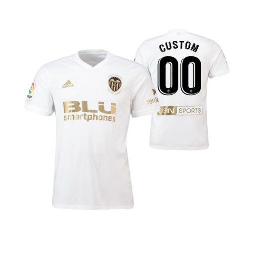 Custom Valencia #00 La Liga Gold Edition Home White Jersey