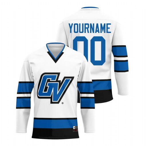 Custom Grand Valley State Lakers White College Hockey Jersey