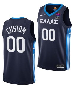 Custom Greece Eurobasket 2022 Navy Jersey Away