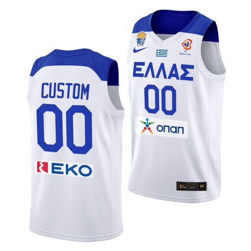 Custom Greece Fiba Basketball World Cup 2022 White Jersey Home