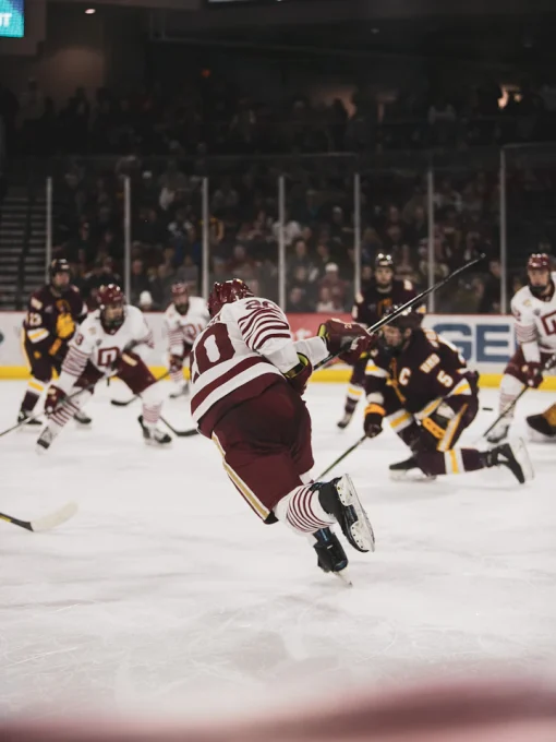 Ice hockey players competing on the rink