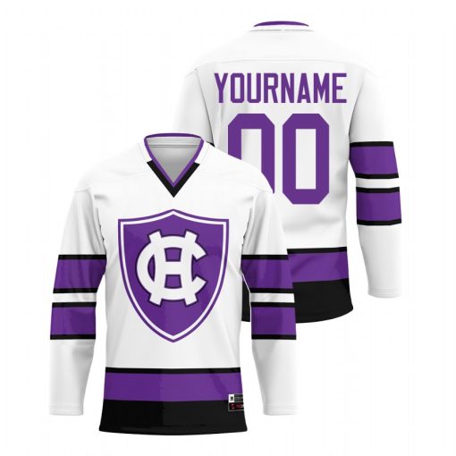 Custom Holy Cross Crusaders White College Hockey Jersey