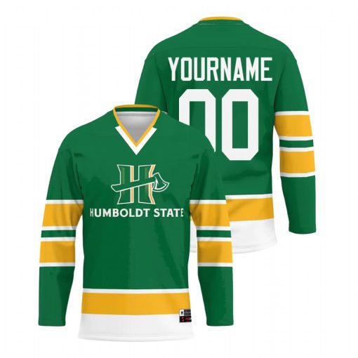 Custom Humboldt State Jacks Green College Hockey Jersey